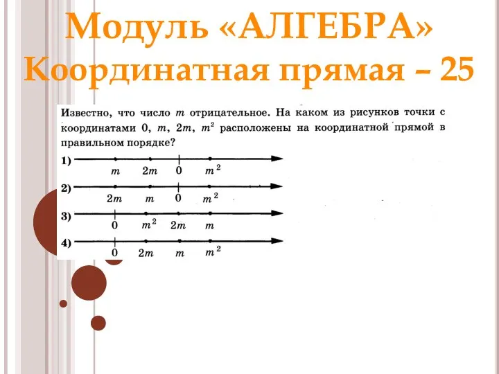 Модуль «АЛГЕБРА» Координатная прямая – 25 Ответ: 2 Раунд 1 Модуль «Алгебра»