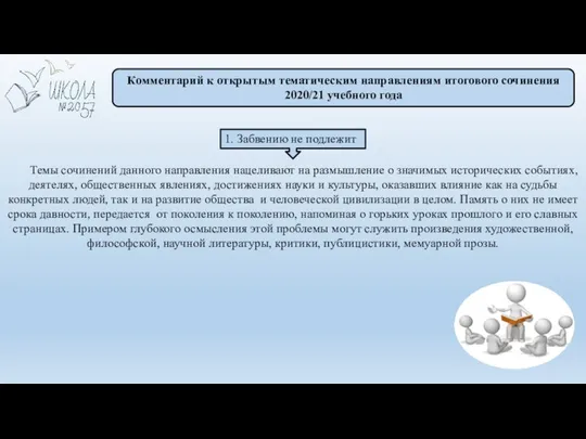 Комментарий к открытым тематическим направлениям итогового сочинения 2020/21 учебного года 1. Забвению