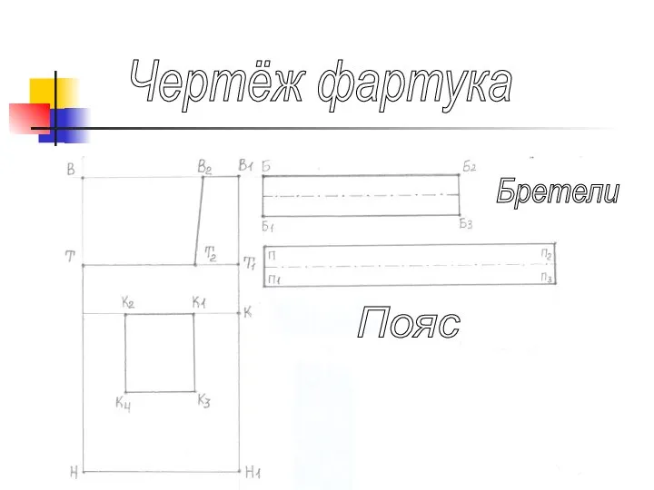 Чертёж фартука Бретели Пояс