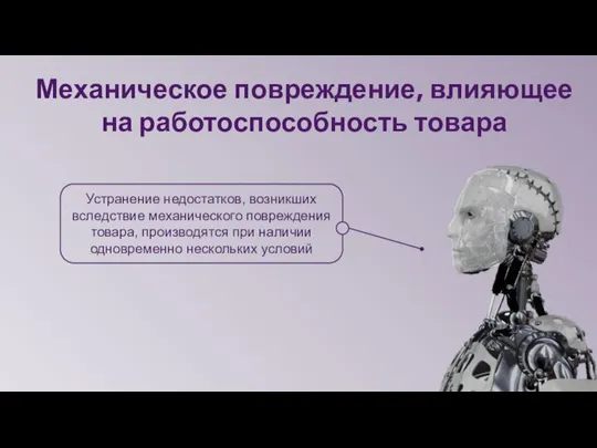 Механическое повреждение, влияющее на работоспособность товара Устранение недостатков, возникших вследствие механического повреждения