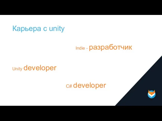 Карьера c unity Indie - разработчик Unity developer C# developer