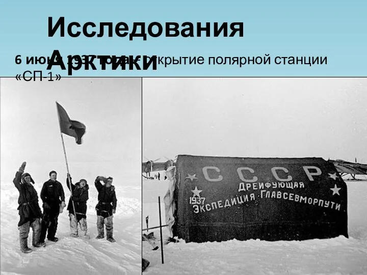 Исследования Арктики 6 июня 1937 года – открытие полярной станции «СП-1»