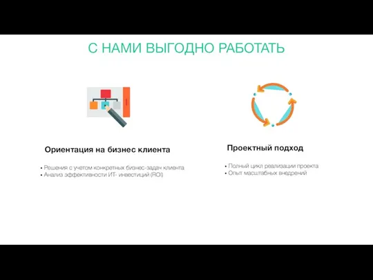 С НАМИ ВЫГОДНО РАБОТАТЬ Ориентация на бизнес клиента Решения с учетом конкретных