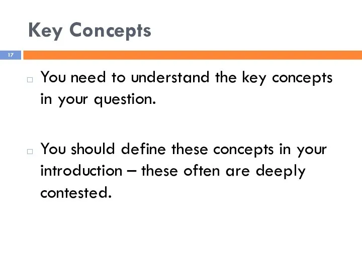 Key Concepts You need to understand the key concepts in your question.