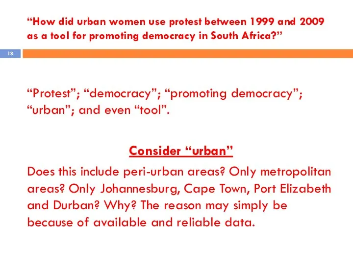 “How did urban women use protest between 1999 and 2009 as a