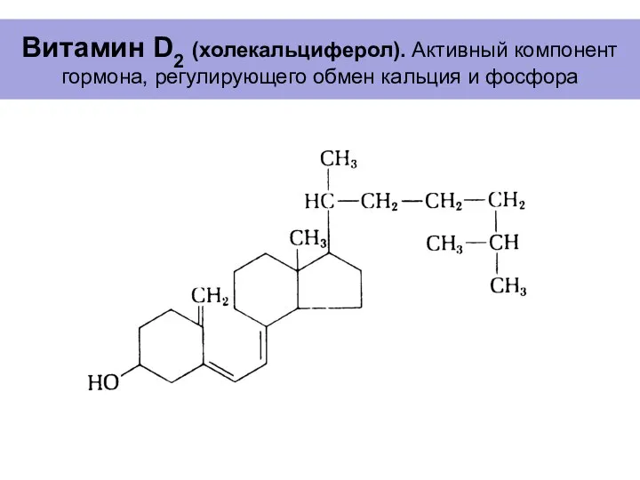 Витамин D2 (холекальциферол). Активный компонент гормона, регулирующего обмен кальция и фосфора