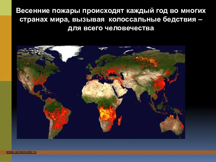 Весенние пожары происходят каждый год во многих странах мира, вызывая колоссальные бедствия – для всего человечества