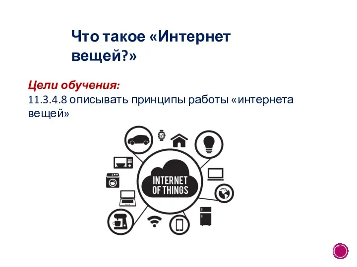 Что такое «Интернет вещей?» Цели обучения: 11.3.4.8 описывать принципы работы «интернета вещей»