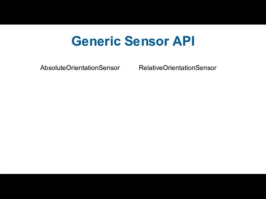 Generic Sensor API RelativeOrientationSensor AbsoluteOrientationSensor