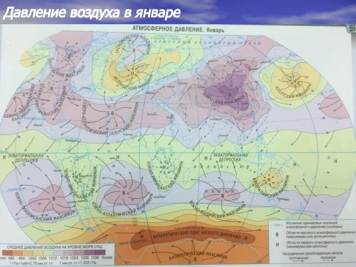 Давление воздуха в январе