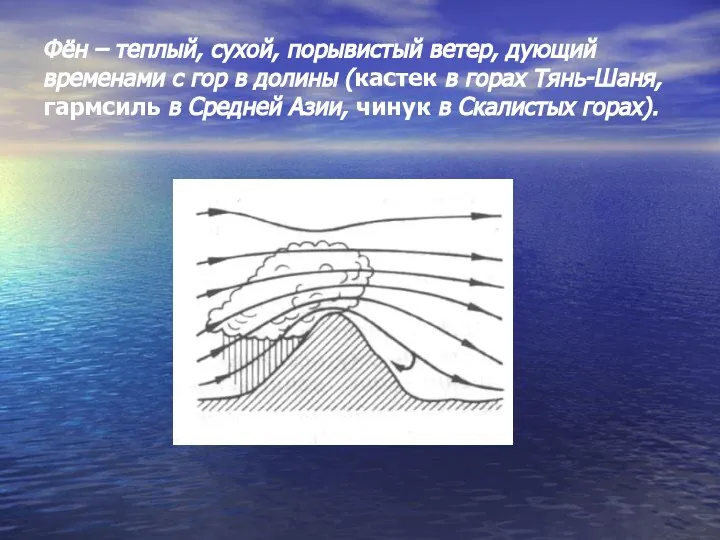 Фён – теплый, сухой, порывистый ветер, дующий временами с гор в долины