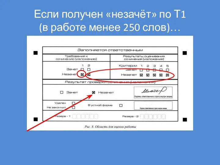 Если получен «незачёт» по Т1 (в работе менее 250 слов)…