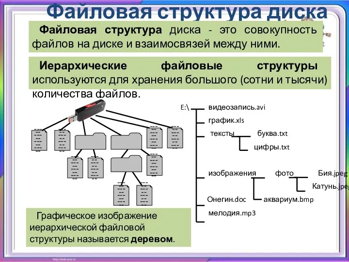 Файловая структура диска Файловая структура диска - это совокупность файлов на диске