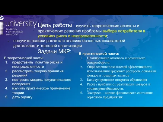 Цель работы - изучить теоретические аспекты и практические решения проблемы выбора потребителя