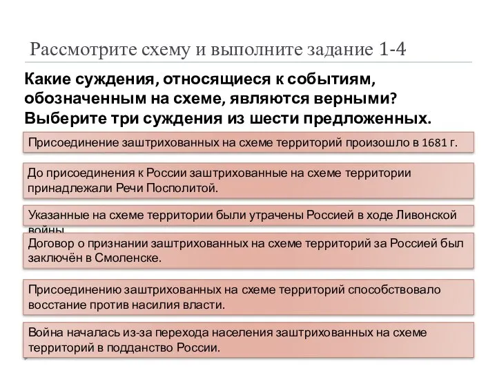 Рассмотрите схему и выполните задание 1-4 Указанные на схеме территории были утрачены