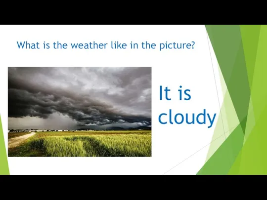 What is the weather like in the picture? It is cloudy