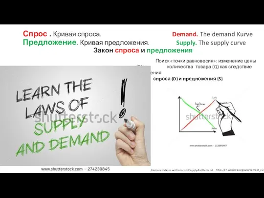 Спрос . Кривая спроса. Demand. The demand Kurve Предложение. Кривая предложения. Supply.