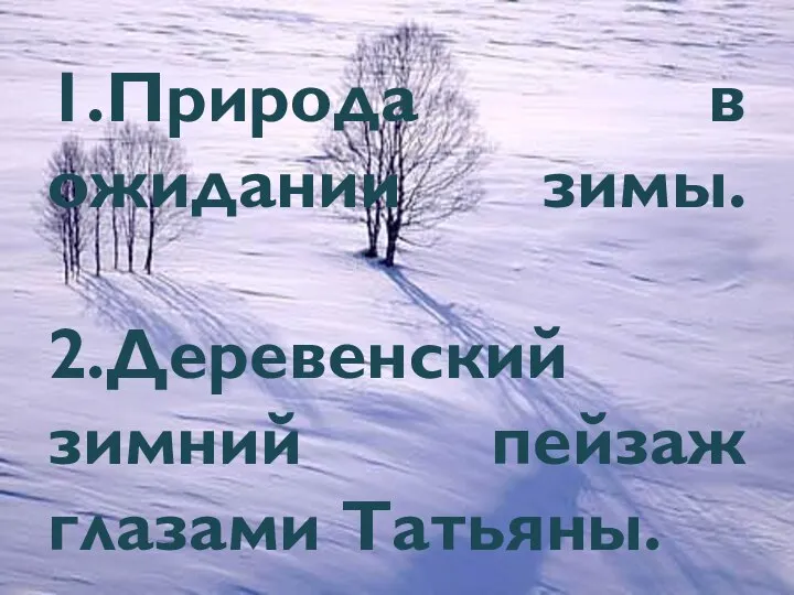 1.Природа в ожидании зимы. 2.Деревенский зимний пейзаж глазами Татьяны.