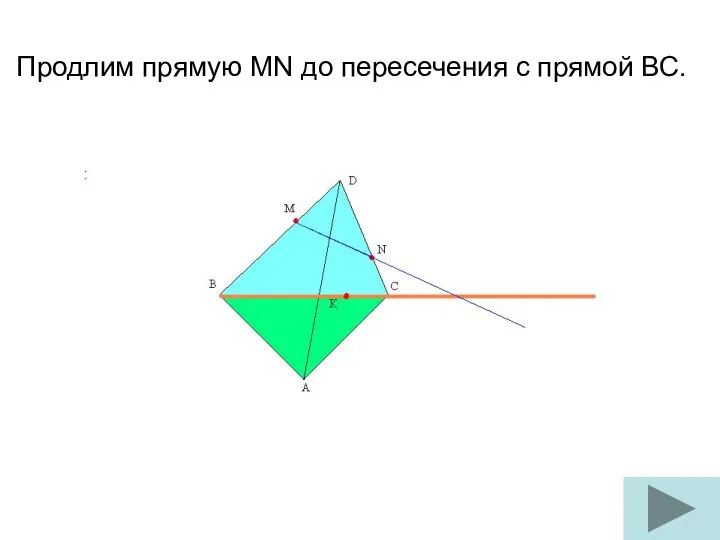 Продлим прямую MN до пересечения с прямой ВС.