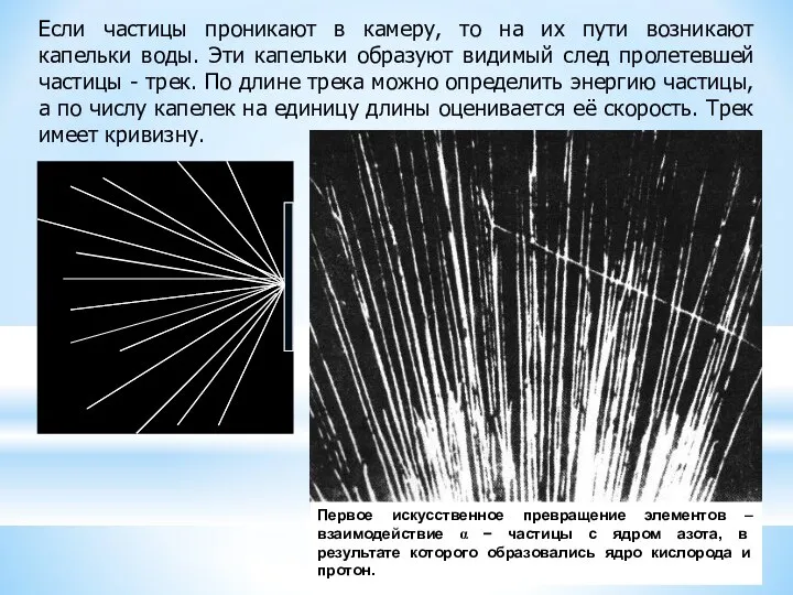 Если частицы проникают в камеру, то на их пути возникают капельки воды.