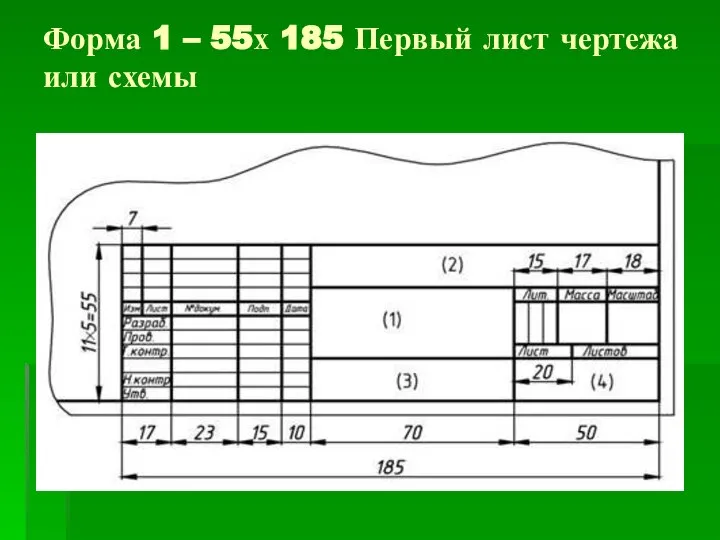 Форма 1 – 55х 185 Первый лист чертежа или схемы