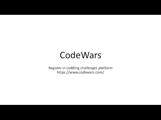 CodeWars Register in codding challenges platform https://www.codewars.com/
