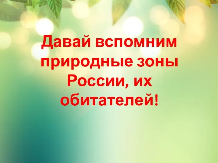 Давай вспомним природные зоны России, их обитателей!