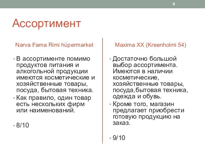 Ассортимент Narva Fama Rimi hüpermarket В ассортименте помимо продуктов питания и алкогольной