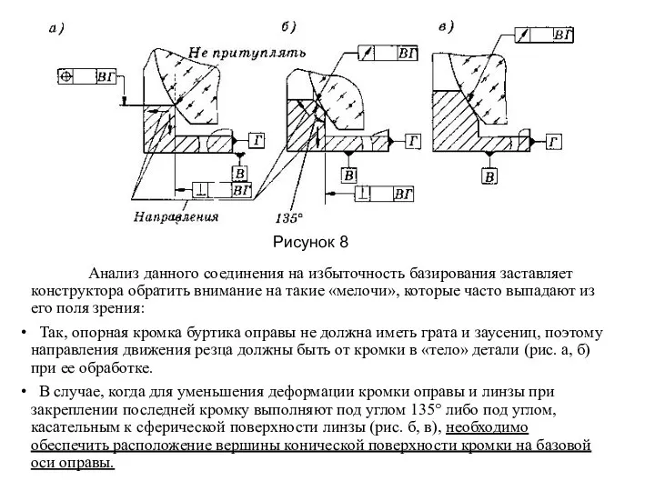 Анализ данного соединения на избыточность базирования заставляет конструктора обратить внимание на такие