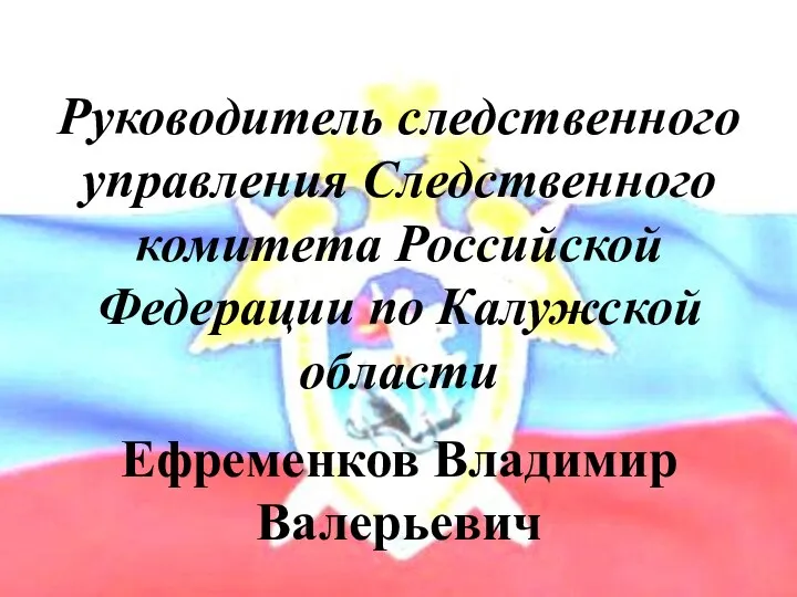 Руководитель следственного управления Следственного комитета Российской Федерации по Калужской области Ефременков Владимир Валерьевич