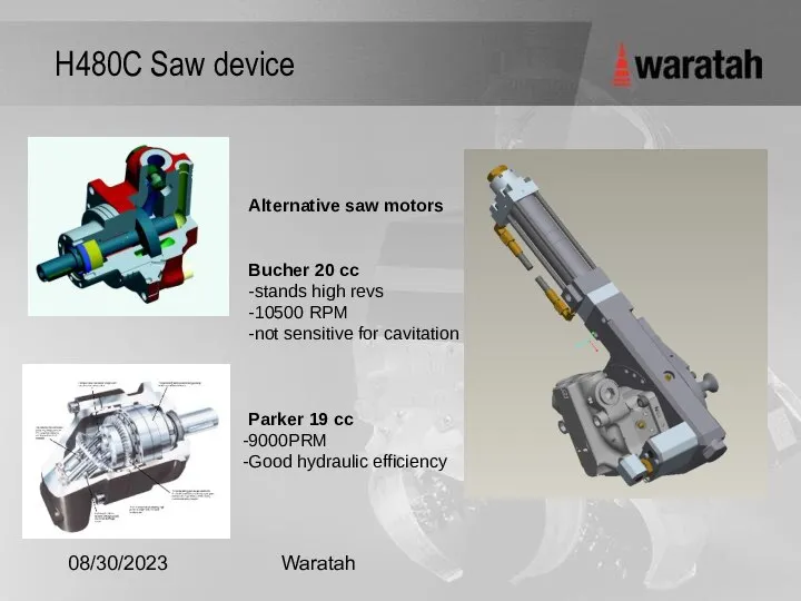 08/30/2023 Waratah H480C Saw device Alternative saw motors Bucher 20 cc -stands