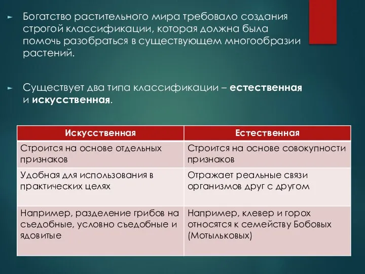 Богатство растительного мира требовало создания строгой классификации, которая должна была помочь разобраться