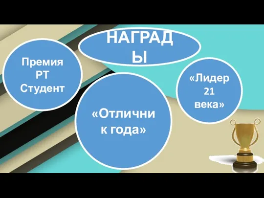 НАГРАДЫ «Лидер 21 века» «Отличник года» Премия РТ Студент