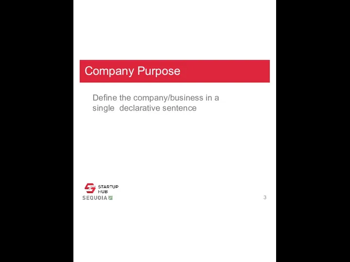 Company Purpose Define the company/business in a single declarative sentence 3