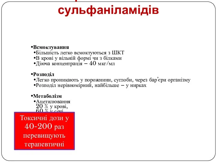 Всмоктування Більшість легко всмоктуються з ШКТ В крові у вільній формі чи