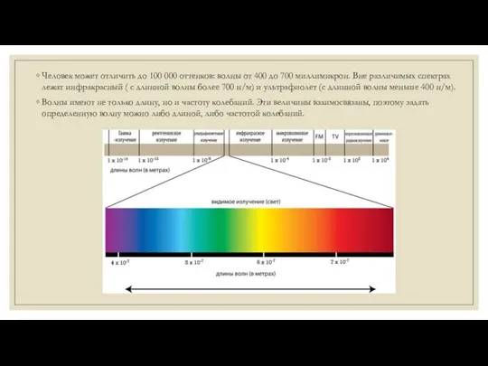 Человек может отличить до 100 000 оттенков: волны от 400 до 700