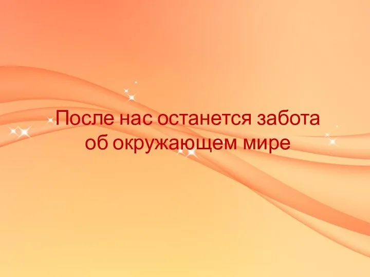 После нас останется забота об окружающем мире