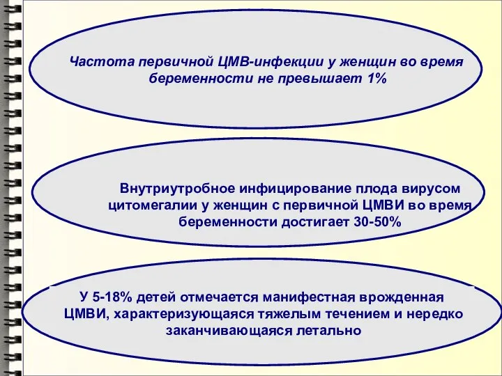 Внутриутробное инфицирование плода вирусом цитомегалии у женщин с первичной ЦМВИ во время