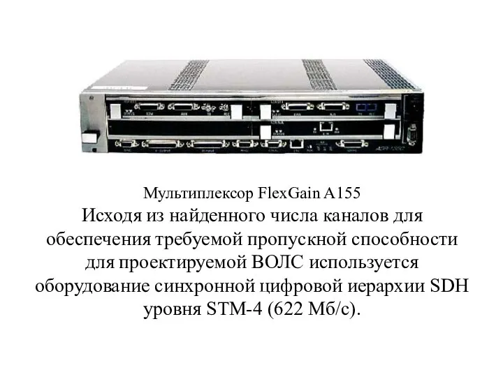 Мультиплексор FlexGain A155 Исходя из найденного числа каналов для обеспечения требуемой пропускной