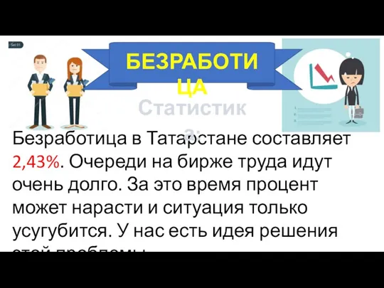 БЕЗРАБОТИЦА Безработица в Татарстане составляет 2,43%. Очереди на бирже труда идут очень