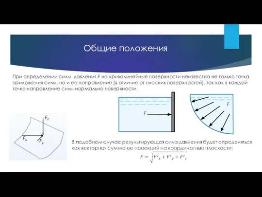 При определении силы давления F на криволинейные поверхности неизвестна не только точка