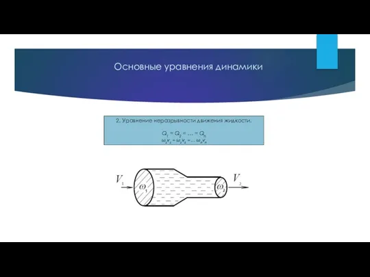 2. Уравнение неразрывности движения жидкости. Q1 = Q2 = … = Qn