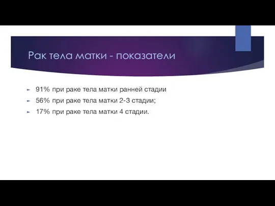 Рак тела матки - показатели 91% при раке тела матки ранней стадии