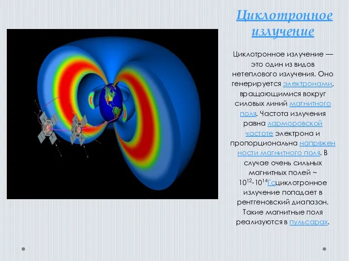 Циклотронное излучение Циклотронное излучение — это один из видов нетеплового излучения. Оно