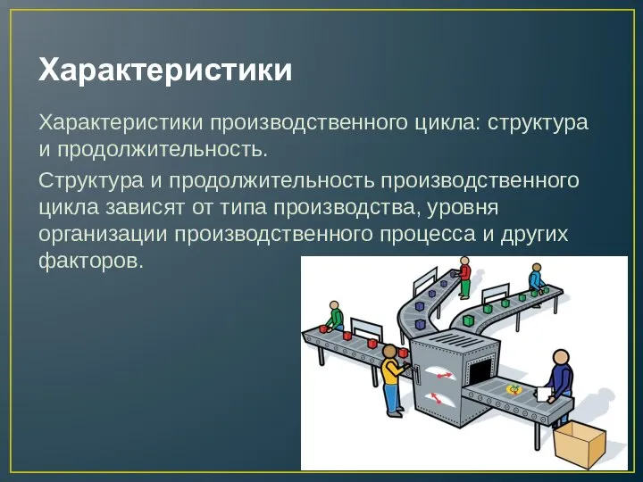 Характеристики Характеристики производственного цикла: структура и продолжительность. Структура и продолжительность производственного цикла