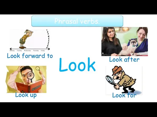 Phrasal verbs. Look Look forward to Look up Look after Look for