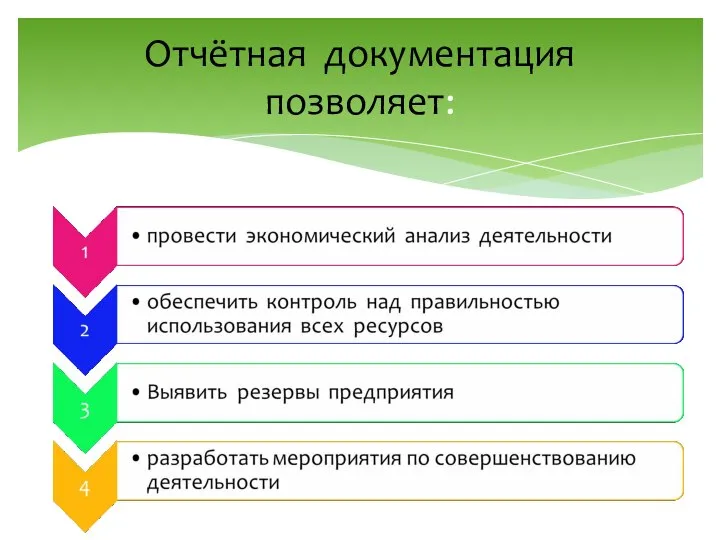 Отчётная документация позволяет: