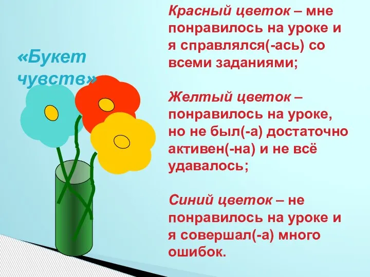 Красный цветок – мне понравилось на уроке и я справлялся(-ась) со всеми