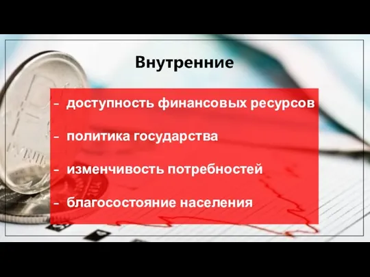 доступность финансовых ресурсов политика государства изменчивость потребностей благосостояние населения