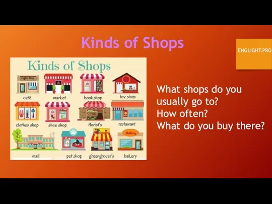 Kinds of Shops ENGLIGHT.PRO What shops do you usually go to? How